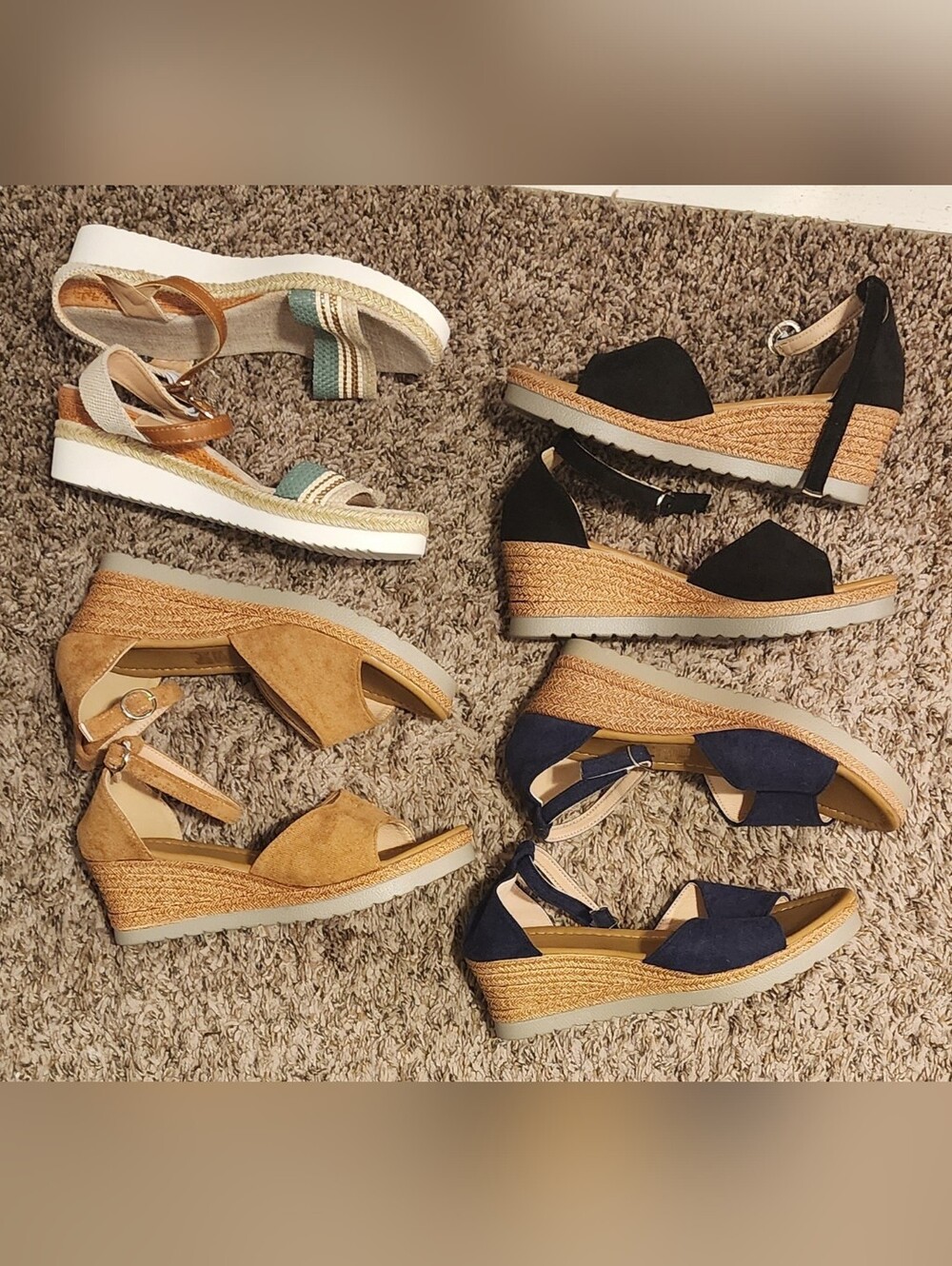 Lot of 4 SHEIN Women’s Wedge Sandals Size 38 / US 7.5 Espadrille Platform NEW - Picture 3 of 5